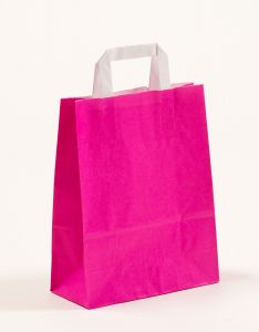 Papiertragetaschen mit Flachhenkel pink 22 x 10 x 28 cm, 100 Stück