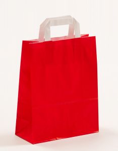 Papiertragetaschen mit Flachhenkel rot 22 x 10 x 28 cm, 250 Stück