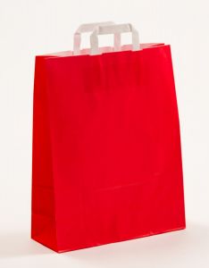 Papiertragetaschen mit Flachhenkel rot 32 x 12 x 40 cm, 250 Stück