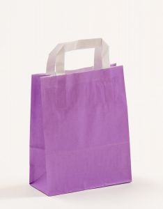Papiertragetaschen mit Flachhenkel violett 18 x 8 x 22 cm, 100 Stück