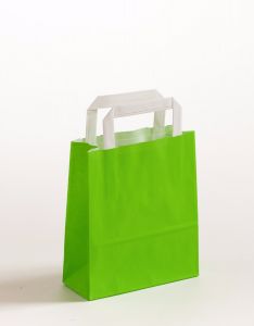 Papiertragetaschen mit Flachhenkel grün 18 x 8 x 22 cm, 250 Stück