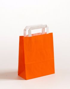 Papiertragetaschen mit Flachhenkel orange 18 x 8 x 22 cm, 250 Stück