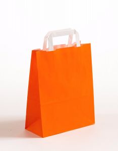 Papiertragetaschen mit Flachhenkel orange 22 x 10 x 28 cm, 250 Stück