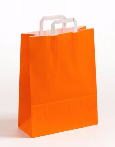 Papiertragetaschen mit Flachhenkel orange 32 x 12 x 40 cm, 200 Stück