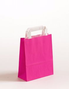 Papiertragetaschen mit Flachhenkel pink 18 x 8 x 22 cm, 025 Stück