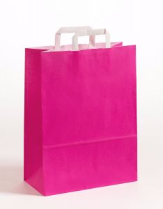 Papiertragetaschen mit Flachhenkel pink 32 x 12 x 40 cm, 025 Stück