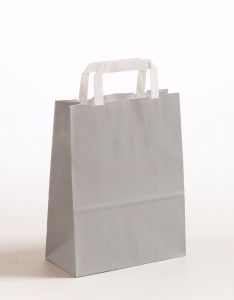 Papiertragetaschen mit Flachhenkel grau 22 x 10 x 28 cm, 025 Stück